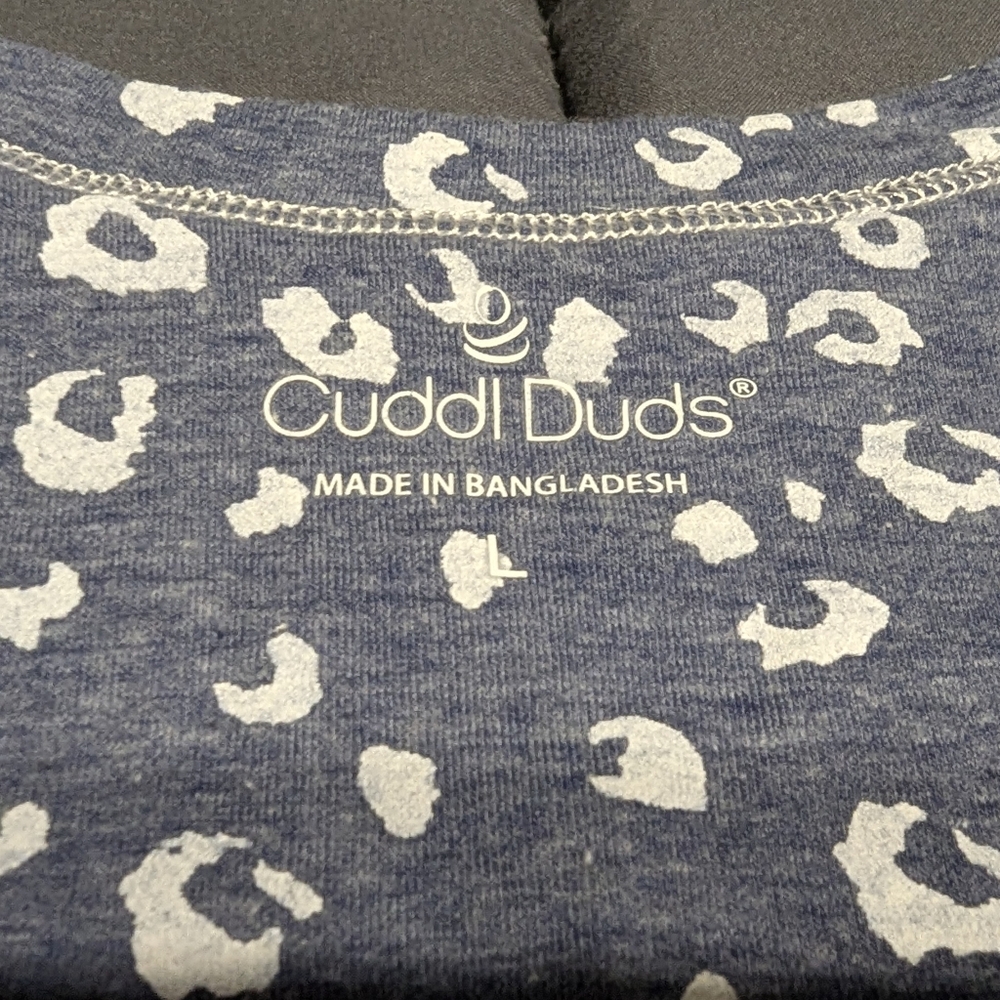 CuddlDuds Women's Blue and White Leopard Print Nightgown Size Large - Picture 4 of 10